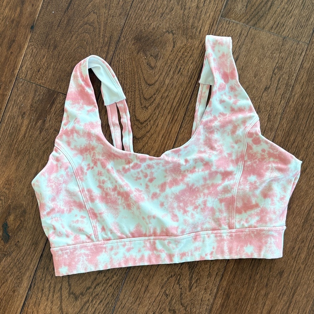 Dip Pink and White Tie-Dye Sports Bra